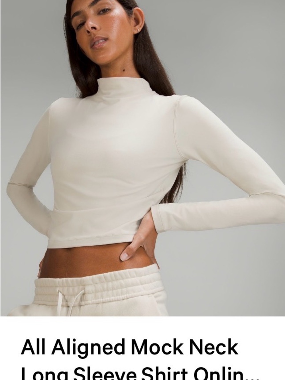 lululemon athletica Cream Mock Neck Long Sleeve Crop Top